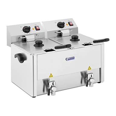 Royal Catering RCEF 13D-Ego Friggitrice Professionale Friggitrice Elettrica Doppia (2 x 13 L, 2 x 3250 W, 230 V, Termostato E.G.O., Rubinetto di Scarico, Acciaio Inox)
