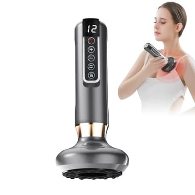 Horuili® Raschietto elettrico, raschietto massaggiatore elettrico, apparecchiatura Gua Sha per uso domestico, massaggio corpo intero, Gua Sha, Coppettazione, grigio