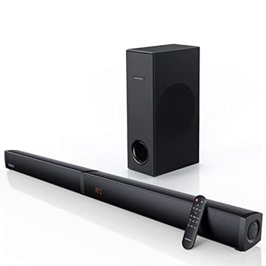 MEREDO Soundbar, 180W 2 in 1 2.1CH rimovibile Soundbar per TV con 5,25'' subwoofer, connessione ARC/BT 5.0/ottica/AUX 5 modalità EQ Bassi profondi Suono surround 3D per home theater-37 pollici