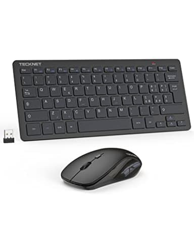 TECKNET Set Tastiera e Mouse Wireless, 2.4G Silenzioso con Ricevitore Nano USB, 12 Scorciatoie Multimediali per Computer, PC, Laptop, Desktop, Smart TV Android