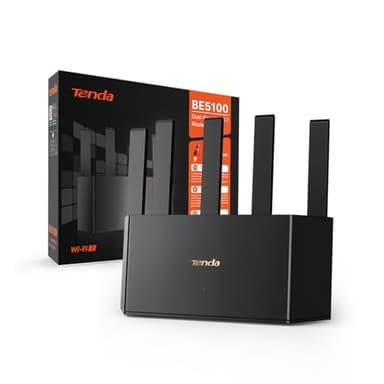Tenda RE6L Pro Router WiFi 7, Dual-Band BE5100Mbps, Compatibile con WiFi+ Mesh, Porta 2.5Gbps, Gigabit Porte WAN/LAN, Antenne Verticali, One-touch Connessione NFC, 4K-QAM, MLO, Streaming 8K, VR/AR,VPN