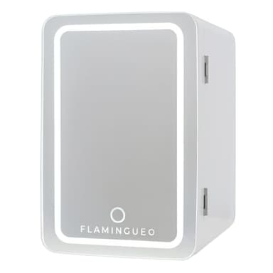 Flamingueo Frigorifero Piccolo 6,5L - Mini Frigo Specchio e LED, 12V/220V, Mini Frigo da Camera, Frigo da Ufficio, Raffreddamento e Riscaldamento