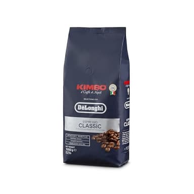 De'Longhi Kimbo DLSC611 Caffè in grani 35% Arabica e 65% Robusta per Macchine da Caffè Automatiche, 1KG, Made in Italy, Tostatura media, Gusto Speziato e Caramello, Origine Brasile, Colombia e India