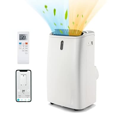 GYMAX Condizionatore Portatile 16000 BTU 5 in 1, Classe A, GMCC, R290, Riscaldare/Raffreddare/Deumidificare/Ventilare/Modalità Notturna, Timer 24H, WIFI APP&Telecomando