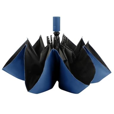 UKOFEW Ombrello Pioggia, ombrello pieghevole antivento, ombrello portatile antivento ombrello resistente 99% UV, ombrello piccolo, umbrella con Interruttore Automatico(Blu)
