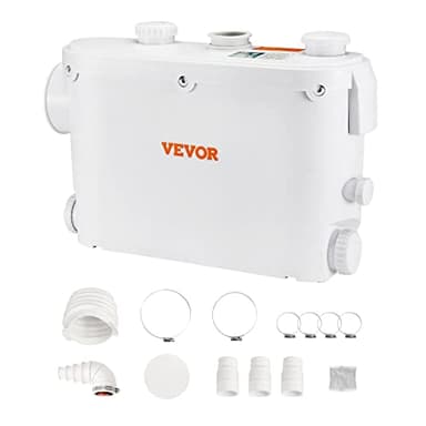 VEVOR Pompa Trituratore per Scarico Bagno, Maceratrice Sanitaria 500W Prevalenza Max. 8m 3 Entrate per Tubi, 2900 giri/min Resistente all'Acqua Calda