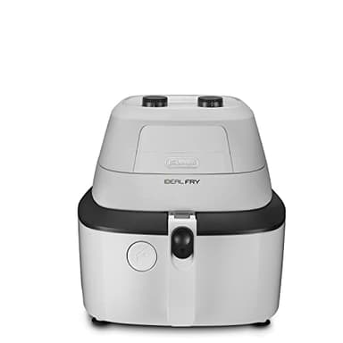 De'Longhi FH2101.W IDEALFRY Friggitrice ad Aria Calda, Capacità 1Kg, Frittura Leggera e Sana, Pannello di Controllo Manuale, Vasca Removibile da 3,9L, Pratico Coperchio e Timer Regolabile, Bianco