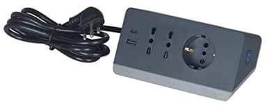 BTICINO Ciabatta Multipresa Elettrica 5 Posti, 2 Prese USB 3A, 1 Polivalente Schuko 10/16A e 2 Bipasso 10/16A, Multipresa da Scrivania con Interruttore e Cavo 2m Spina 16A, Robusta e Funzionale, Nero