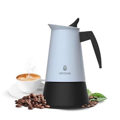Cecotec Caffettiera Moka Express - Caffettiere Italiane Piccolina 200 Blue Caffettiera acciaio inox, 2 tazze, per tutte le superfici, manico ergonomico, valvola sicurezza, 100 ml