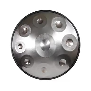 NOYORO Tamburo in Acciaio per Handpan a 432 Hz 9 Note Gold Performer da 22 Pollici in Re Minore con Supporto per Handpan, Custodia per Handpan, Mazze Resistenti E Panno Antipolvere，Argento
