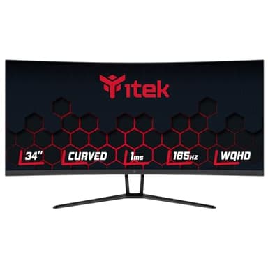 ITEK Gaming Monitor GGC - 34" Curvo R1500, 3440x1440 (Ultra WQHD), HDR400, VA, 165 Hz, 1 ms, FreeSync, G-Sync, Adaptive Sync, 2xHDMI, 2x Display Port, Flicker Free