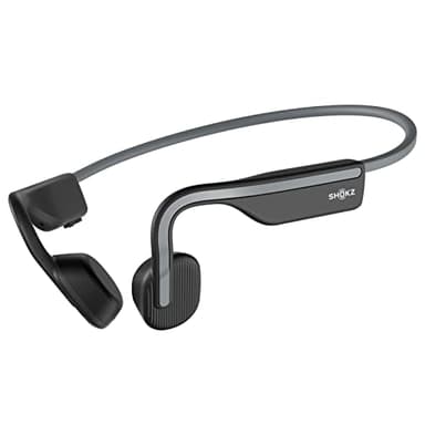 SHOKZ Auricolari OpenMove a conduzione ossea, auricolari sportivi Bluetooth open-ear con microfono, cuffie wireless impermeabili IP55 per corsa e allenamento, autonomia 6 ore, adesivi, Grigio