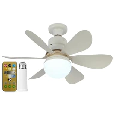 RuiDay Ventilatori da Soffitto con Luce e Telecomando, E27 lampadario con pale LED Dimmerabile, lampadario ventola con Telecomando e Timer, 3 Velocità, 3 Colori, Silenzioso (Bianco)