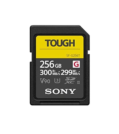 Sony Memoria SD-HC 256 GB, Serie G Tough ; x18 resistente, UHS II U3 R300MB/s W299MB/s, Video speed class : V90
