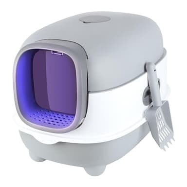 Cassettiera per lettiera per gatti autopulente, per gatti e lettiere autopulente, lettiera automatica per gatti con sacchetto deodorante (sul lato superiore) (40 x 39 x 56 cm, grigio)