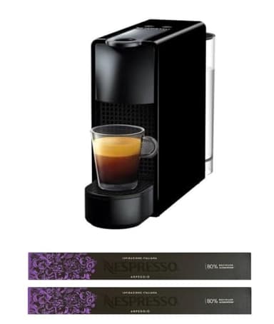 Nespresso Krups Essenza Mini XN1108, Macchina da caffè di De'Longhi, Sistema Capsule Original, Serbatoio acqua 0.6L, Nero con 20 Capsule Original Firenze Arpeggio