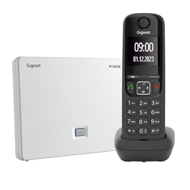 Gigaset AS690A IP BASE - Telefono VoIP - Supporta 6 portatili - Accesso ai contatti Google, Office 365, Nero [Compatibile in IT, DE, FR, NL, AUT, CHE]