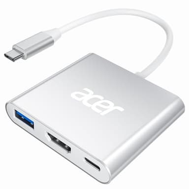 acer Adattatore USB C HDMI 4K con PD 100W, Adattatore Multiporta USB C HDMI, USB 3.0 5Gbps Compatibile per MacBook Pro, iPad Pro Air, iPhone 16 Plus Pro Max, S24 ecc.
