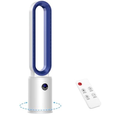 YAZEKY Ventilatore a Torre Senza Pale,Ventilatore a Colonna Silenzioso con Telecomando,3 Velocità,Oscillazione 60°,Display LED,Timer 8 Ore,97 cm Ventilatore Potente per Ufficio,Soggiorno,Bianco 70 m²