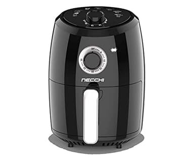 Necchi - NHB-8008 Friggitrice ad aria, 1000W, Vassoio per alimenti antiaderente da 2.4 litri con griglia, timer da 30 minuti, controllo temperatura 90-200°, parti lavabili in lavastoviglie