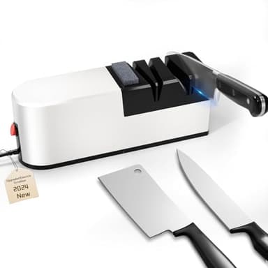 Affilacoltelli elettrico, sistema di affilatura coltelli 5 in 1 con lama dritta, affilacoltelli professionale diamantato PER affilatura grossolana, riparazione e affilatura coltelli (QL1)