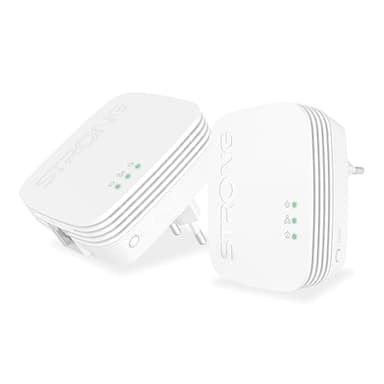 STRONG - Powerline 600 Duo Mini - 2 Adattatori 600 Mbps - Accesso a Internet ad Alta Velocità - Portata di 300m - Compatibile con Tutti i Modem/Router - Ethernet - Installazione Plug & Play - Bianco