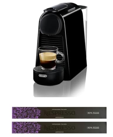 Nespresso Essenza Mini EN85.B, Macchina da caffè di De'Longhi, Sistema Capsule Original, Serbatoio acqua 0.6L, Nero con 20 Capsule Original Firenze Arpeggio