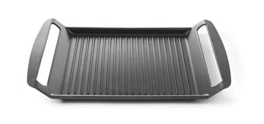 HENDI Bistecchiera Antiaderente, con fondo a induzione, griglia per piastre ad induzione, piastra, padella per grigliare, per grill, con maniglie, 390x260x(H) 35 mm, alluminio in fusione