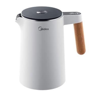 Midea Bollitore in acciaio inox con regolazione della temperatura, 1,5 litri, 2200 W, bollitore bianco, bollitore con indicatore di temperatura e funzioni di sicurezza, senza BPA