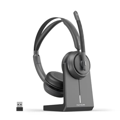 Nuroum HP31-D(2nd Gen) Cuffie con Microfono Bluetooth, Cuffie Wireless ENC a Cancellazione di Rumore con Stazione di Ricarica,USB-A&C/Bluetooth/Dongle,45H Lavoro per Lavoro/Camion/Chiamate/telefoniche