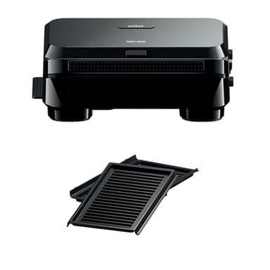 Braun SnackMaker 5 SM5001, Sandwich Maker con Piastre Grill Rimovibili, in Alluminio Pressofuso, Piastre Lavabili in Lavastoviglie, 800W, Nero