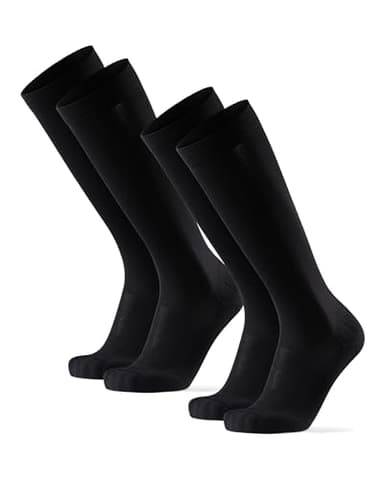 DANISH ENDURANCE Calze sportive a compressione, 21-26 mmHg, per uomo e donna, 2 x Nero Tinta Unita, 43-47