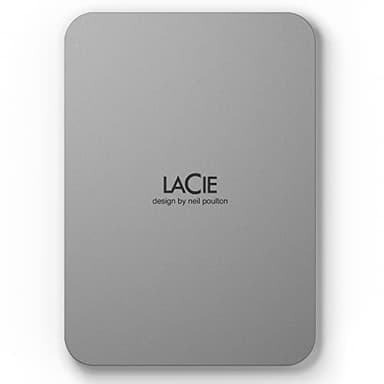 LaCie Mobile Drive Moon, 2TB, Unità disco portatile esterna, Argento, USB-C 3.2, PC e Mac, riciclato post-consumo, con piano Adobe All Apps, 3 Anni Rescue Services (STLP2000400)