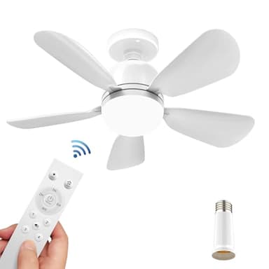 Ocetea Ventilatore da Soffitto con Luce, Ventilatore da Soffitto Silenzioso, Lampadario Ventilatore LED Dimmerabile con Lampada, 4 Velocità, Dimmerabile 3000-6500K per Soggiorno, Camera da Letto