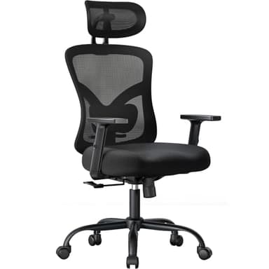 NOBLEWELL sedia da ufficio ergonomica con supporto lombare, poggiatesta 2D, braccioli regolabili, cuscino sagomato, inclinazione a 130°, ideale per ufficio e casa