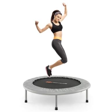 COSTWAY Trampolino Elastico Pieghevole, Tappeto Elastico da Interno con 32 Molle e 6 Gambee Cuscinetti Antiscivolo, Capacità di Carico 150 kg (Argento)