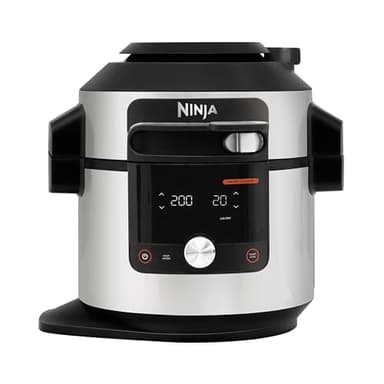 Ninja Foodi MAX Multicooker con Coperchio SmartLid e Sonda Digitale, 14 Funzioni, Cottura Intelligente, 7.5L, Pentola a Pressione, Friggitrice ad Aria, Cottura a Vapore, Griglia, Acciaio, OL750EU