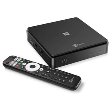 TELE System ON T2 HD: Decoder digitale terrestre Android TV, Smart TV Upgrade, Tuner DVB-T2 HEVC HDR10+HLG, HDMI, SCART Adapter Incluso - Certificato Google