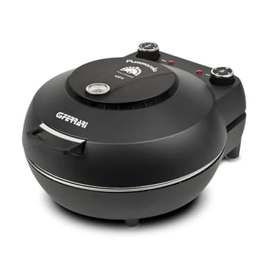 G3 Ferrari G10199 Forno Pizza "Pummarola", Fino a 420 °C, 1200W, 2 Pietre Refrattarie, Pareti fredde, Palette INOX, Ricettario incluso, Visore temperatura, Chiusura ammortizzata, Nero opaco