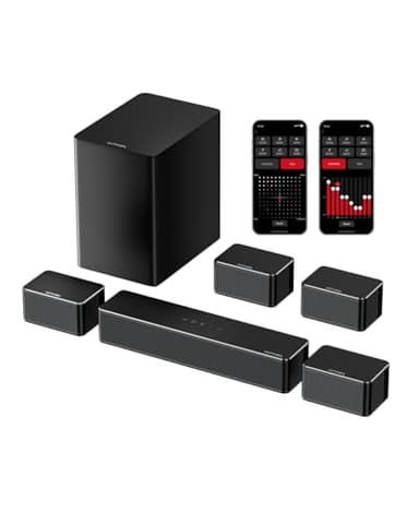 ULTIMEA 7.1 Soundbar per TV con App Intelligente, Potenza di 410W, Sistema Home Theater con Surround Virtuale, Soundbar TV con Subwoofer, 4 Altoparlanti Surround Regolabili, Poseidon D70