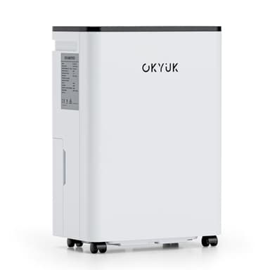 OKYUK Deumidificatore Casa Muffa 12 L, deumidificatore bagno, deumidificatore casa 2.5L, 40 m², con spegnimento automatico Timing 24H, ideale per camper, bagno, camera da letto, cantina