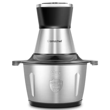 Tritatutto AMZCHEF-Tritatutto da cucina elettrico con ciotola in acciaio inox da 2L-Tritacarne elettrico da 500 W con 2 impostazioni di velocità-tritacarne per tritare carne,cipolle,frutta e verdura