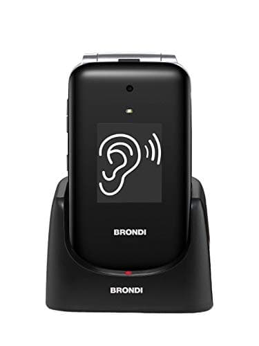 BRONDI Amico Supervoice, unlocked, 0.03 GB, Telefono cellulare GSM per anziani con tasti grandi, tasto SOS e funzione controllo remoto, dual SIM, volume alto ed amplificato, Nero