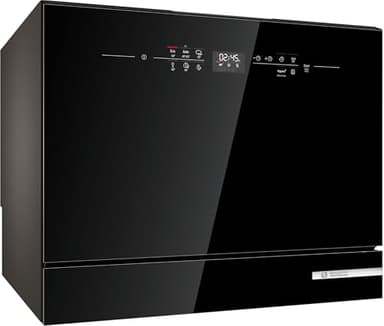 Bosch SKS6ITB00E Serie 6, Lavastoviglie compatta da libera installazione, EcoSilence Drive: Motore Potente, silenzioso ed efficiente, AquaStop: sistema di protezione antiallagamento, Nero, 55cm