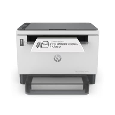 HP Laser Tank 1604w 381L0A, Stampante Monocromatica Multifunzione con Serbatoio Toner integrato a Ricarica Rapida, Stampa F/R Manuale, 22 ppm, Fino a 5000 Pagine, Scansione A4, Wi-Fi, USB, Bianca