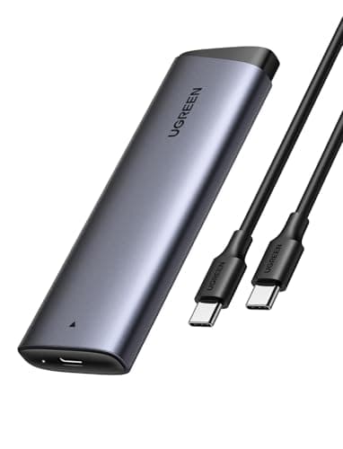 UGREEN Case SSD M.2 NVMe PCIe USB C 3.2 Gen 2 10Gbps UASP 4TB M/M & B Key 2230/2242/2260/2280, Enclosure Hard Disk con Cavo Compatibile con 990 980 PRO WD BLUE SN570 Kingston