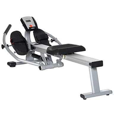 HOMCOM Vogatore Professionale Magnetica per Casa a 12 Resistenze per Allenamento con Monitor Digitale e Struttura Scorrevole in Alluminio, Acciaio e ABS, 160x61x50cm, Grigio e Nero