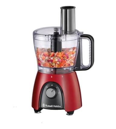 Russell Hobbs Robot da Cucina [Frullatore/Tritatutto/Macinatore/Affetta Verdure] Per Impastare, Affettare, Tritare & Grattugiare, Lavastoviglie ok, Potenza Massima 900W) Desire Rosso 27110-56