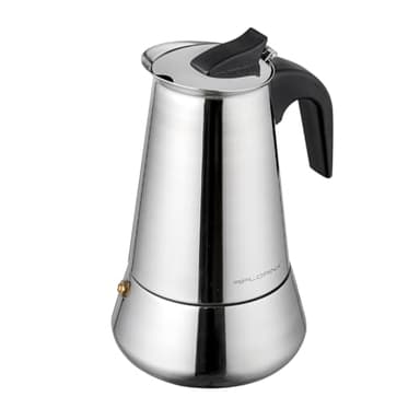 Florina Caffettiera Moka Express acciaio inox 6 tazze (300 ml) I Caffettiera per caffè espresso LINDA con manico profilato I Per tutti i tipi di piano cottura e induzione