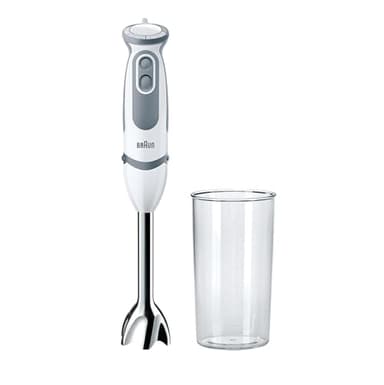 Braun Minipimer MultiQuick 5 Vario MQ5200 Frullatore ad Immersione, 21 Velocità, Tecnologia Tedesca, Preciso e Potente, Impugnatura Ergonomica, Dotato Bicchiere da 600 ml, Potenza 1000W, Bianco/Grigio